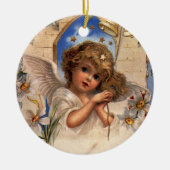 Weihnachten, Viktorianischer Engel mit goldenen Gl Keramik Ornament (Vorne)