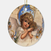 Weihnachten, Viktorianischer Engel mit goldenen Gl Keramik Ornament (Links)