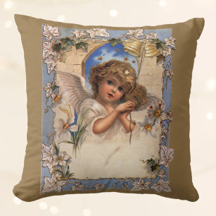 Weihnachten, Viktorianischer Engel mit goldenen Gl Kissen