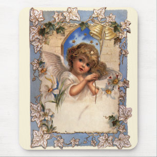 Weihnachten, Viktorianischer Engel mit goldenen Gl Mousepad
