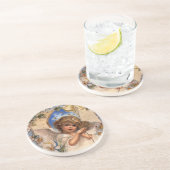 Weihnachten, Viktorianischer Engel mit goldenen Gl Sandstein Untersetzer (Seite)