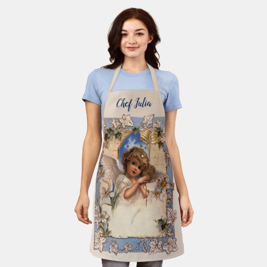 Weihnachten, Viktorianischer Engel mit goldenen Gl Schürze (Getragen)