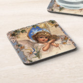 Weihnachten, Viktorianischer Engel mit goldenen Gl Untersetzer (Linke Seite)