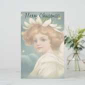 Weihnachten, Viktorianischer Engel mit Goldstern Briefpapier (Stehend Vorderseite)