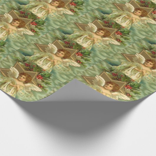 Weihnachten, Viktorianischer Engel mit Goldstern Geschenkpapier (Ecke)