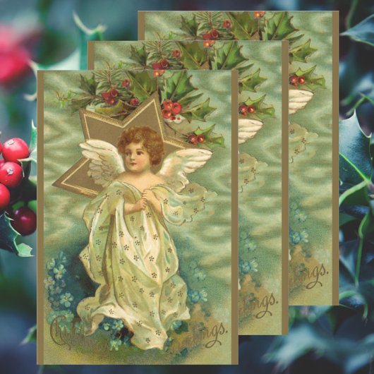 Weihnachten, Viktorianischer Engel mit Goldstern Geschenkpapier Set