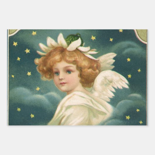 Weihnachten, Viktorianischer Engel mit Goldstern Geschenkpapier Set (Vorderseite 2)