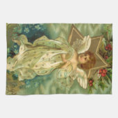 Weihnachten, Viktorianischer Engel mit Goldstern Geschirrtuch (Horizontal)