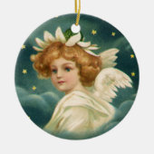 Weihnachten, Viktorianischer Engel mit Goldstern Keramik Ornament (Vorne)
