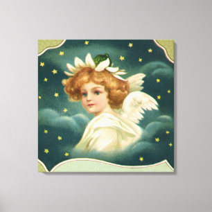Weihnachten, Viktorianischer Engel mit Goldstern Leinwanddruck