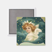 Weihnachten, Viktorianischer Engel mit Goldstern Magnet (Vorderseite/Rückseite)