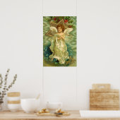Weihnachten, Viktorianischer Engel mit Goldstern Poster (Küche)