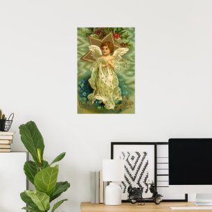 Weihnachten, Viktorianischer Engel mit Goldstern Poster