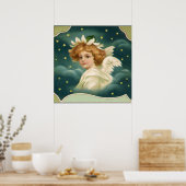 Weihnachten, Viktorianischer Engel mit Goldstern Poster (Küche)