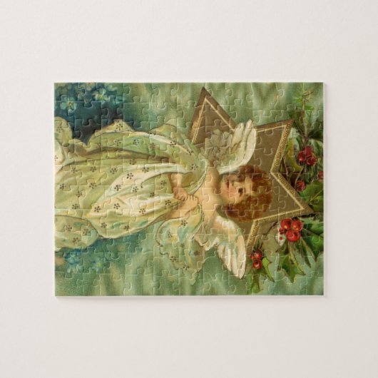 Weihnachten, Viktorianischer Engel mit Goldstern Puzzle (Horizontal)