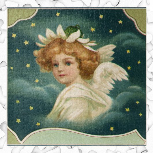 Weihnachten, Viktorianischer Engel mit Goldstern Puzzle