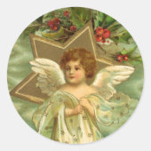 Weihnachten, Viktorianischer Engel mit Goldstern Runder Aufkleber (Vorderseite)