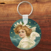 Weihnachten, Viktorianischer Engel mit Goldstern Schlüsselanhänger (Vorderseite)