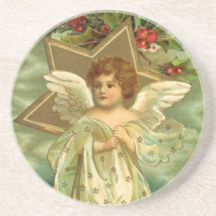 Weihnachten, Viktorianischer Engel mit Goldstern Untersetzer
