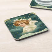 Weihnachten, Viktorianischer Engel mit Goldstern Untersetzer (Linke Seite)