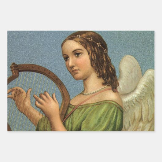 Weihnachten, Viktorianischer Engel mit Musikharte Geschenkpapier Set (Vorderseite 2)