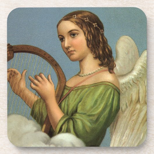 Weihnachten, Viktorianischer Engel mit Musikharte Getränkeuntersetzer (Vorderseite)