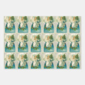 Weihnachten Viktorianischer Engel und Baumblau Geschenkpapier Set (Vorderseite)