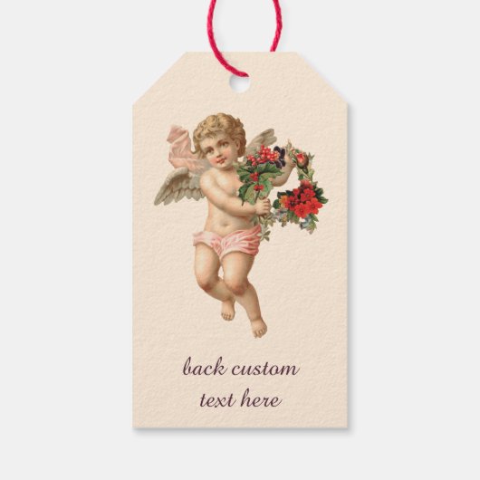 Weihnachten, Viktorianischer Engel und Blumenreath Geschenkanhänger (Rückseite)