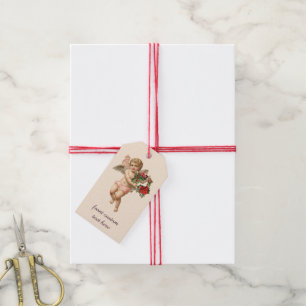 Weihnachten, Viktorianischer Engel und Blumenreath Geschenkanhänger