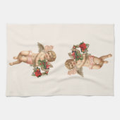 Weihnachten, Viktorianischer Engel und Blumenreath Geschirrtuch (Horizontal)