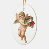 Weihnachten, Viktorianischer Engel und Blumenreath Keramik Ornament (Links)