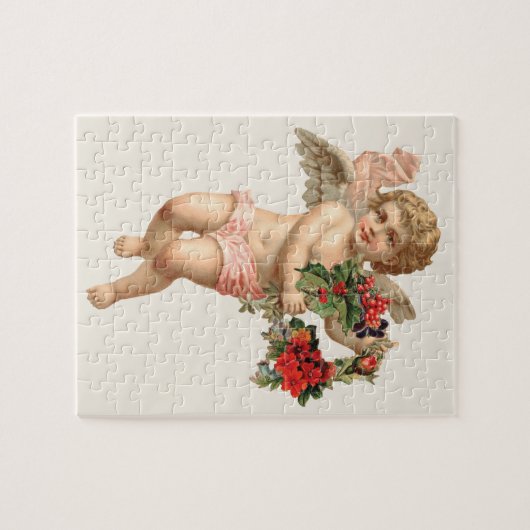Weihnachten, Viktorianischer Engel und Blumenreath Puzzle (Horizontal)