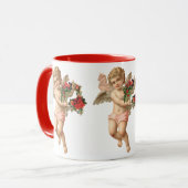 Weihnachten, Viktorianischer Engel und Blumenreath Tasse (Vorderseite Links)