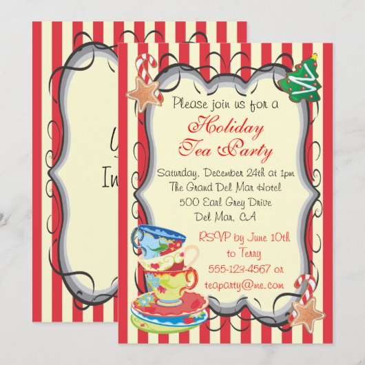 Weihnachten Viktorianischer Tee Party Einladung (Vorne/Hinten)