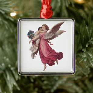 Weihnachten, Viktorianischer Wächter Angel Silbernes Ornament