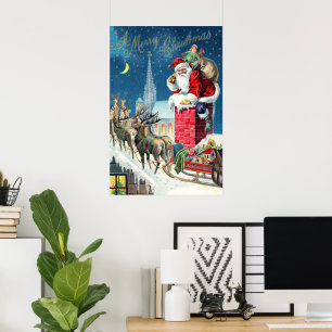 Weihnachten Viktorianischer Weihnachtsmann am Kami Poster