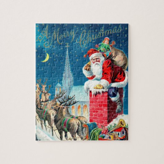 Weihnachten Viktorianischer Weihnachtsmann am Kami Puzzle (Vertikal)