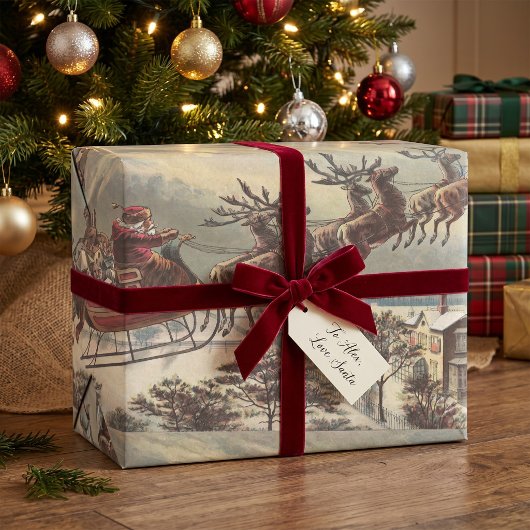Weihnachten Viktorianischer Weihnachtsmann Geschenkpapier Set