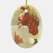 Weihnachten Viktorianischer Weihnachtsmann im Schl Keramik Ornament (Vorne)