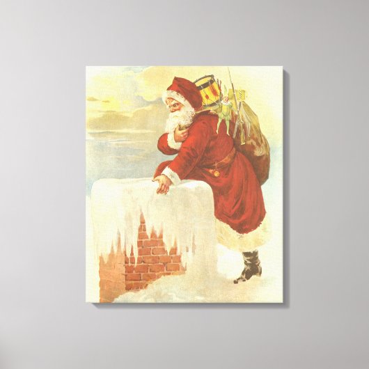 Weihnachten Viktorianischer Weihnachtsmann im Schl Leinwanddruck (Vorderseite)