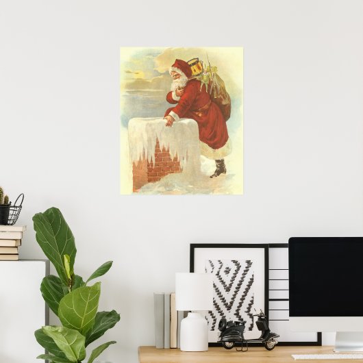 Weihnachten Viktorianischer Weihnachtsmann im Schl Poster (Heimbüro)