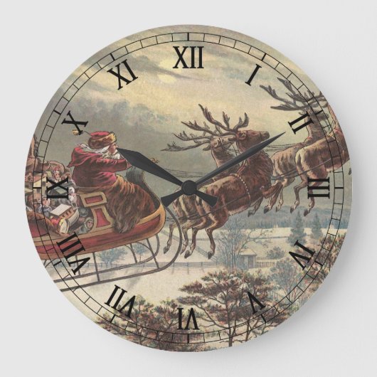 Weihnachten, Viktorianischer Weihnachtsmann im Sle Große Wanduhr (Vorderseite)