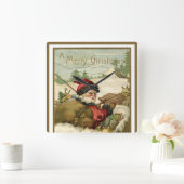 Weihnachten, Viktorianischer Weihnachtsmann im Sle Quadratische Wanduhr (Zuhause)