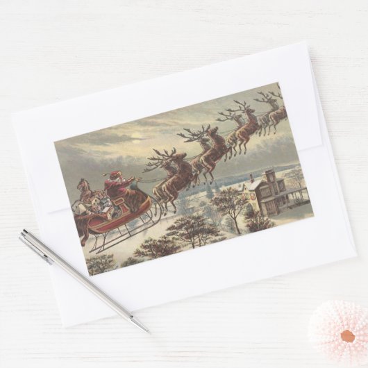 Weihnachten, Viktorianischer Weihnachtsmann im Sle Rechteckiger Aufkleber (Umschlag)