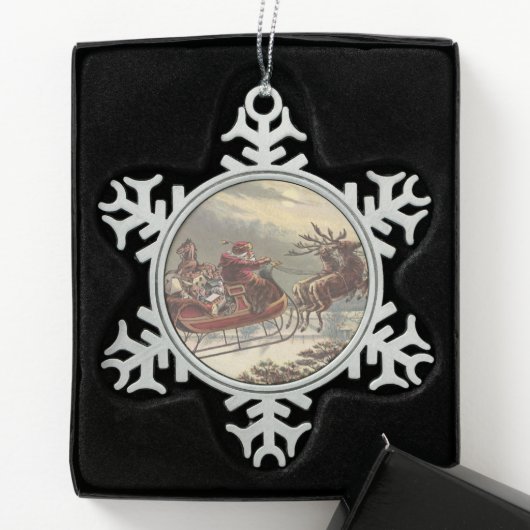 Weihnachten, Viktorianischer Weihnachtsmann im Sle Schneeflocken Zinn-Ornament (Box)