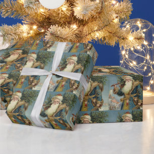 Weihnachten, Viktorianischer Weihnachtsmann mit Ba Geschenkpapier