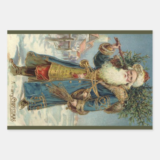 Weihnachten, Viktorianischer Weihnachtsmann mit Ba Geschenkpapier Set (Vorderseite 2)