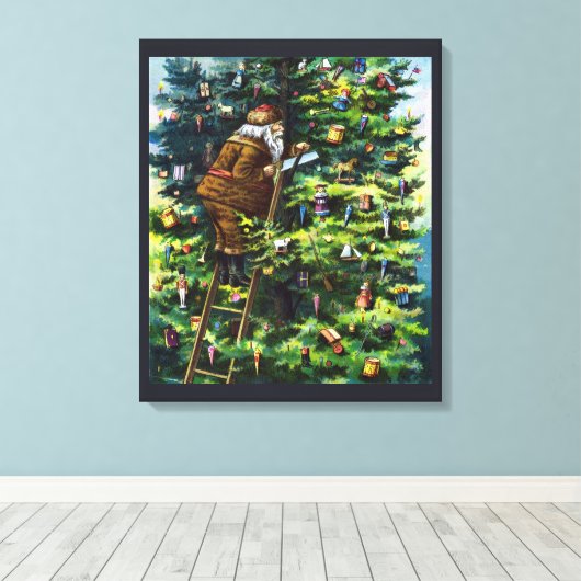 Weihnachten, Viktorianischer Weihnachtsmann mit Ba Leinwanddruck (Insitu (Holzboden))