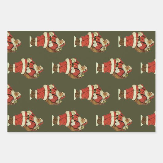 Weihnachten, Viktorianischer Weihnachtsmann mit Sp Geschenkpapier Set (Vorderseite)