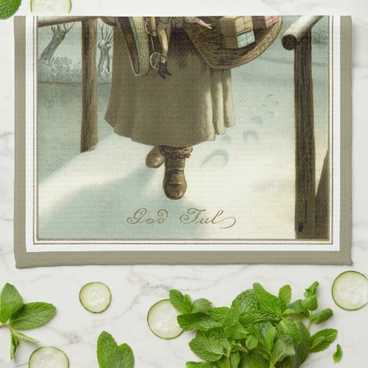 Weihnachten, Viktorianischer Weihnachtsmann mit Sp Geschirrtuch (Gefaltet)